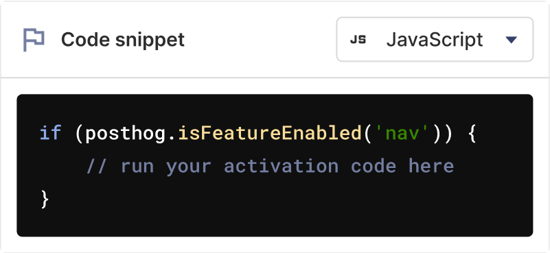 A code snippet to check if the feature flag 'nav' is enabled